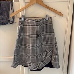 Zara Plaid Ruffle Hem Skirt - Gray